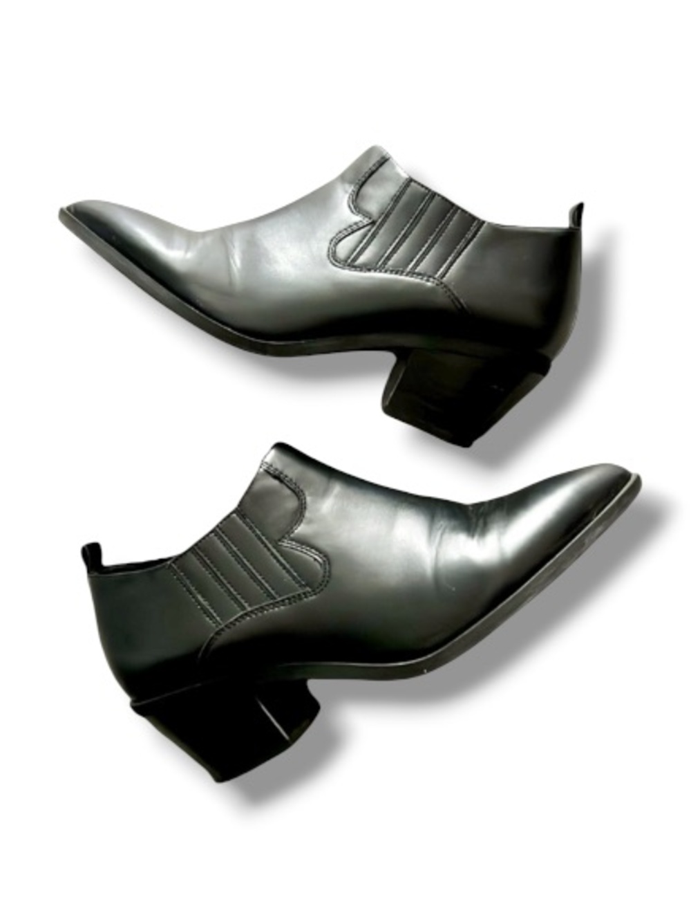 Abound Women’s Black Ankle Boots Pointed Heel Western Detail Booties Shoes